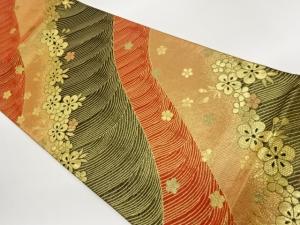 梅に曲線模様織出し全通袋帯